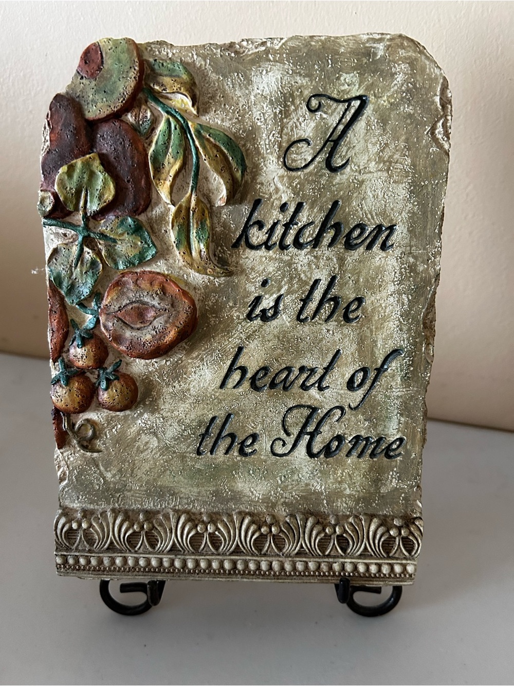 Decorative Kitchen Plaque in Gold and Earth Tones
